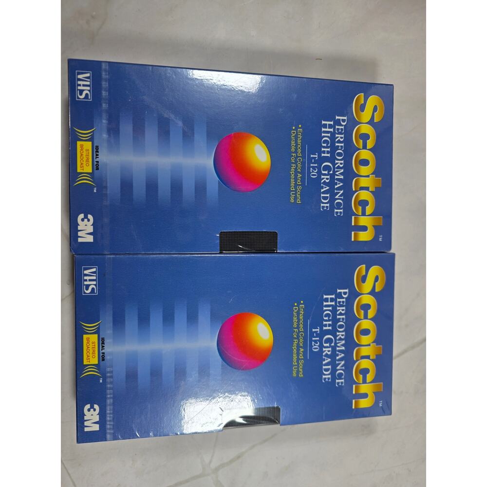 Lot of 2 New Sealed Scotch Vhs T-120 Performance High Grade blank Tapes